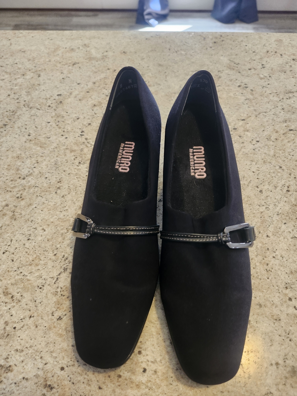 Munro Black Suede Buckle Loafers for Women
